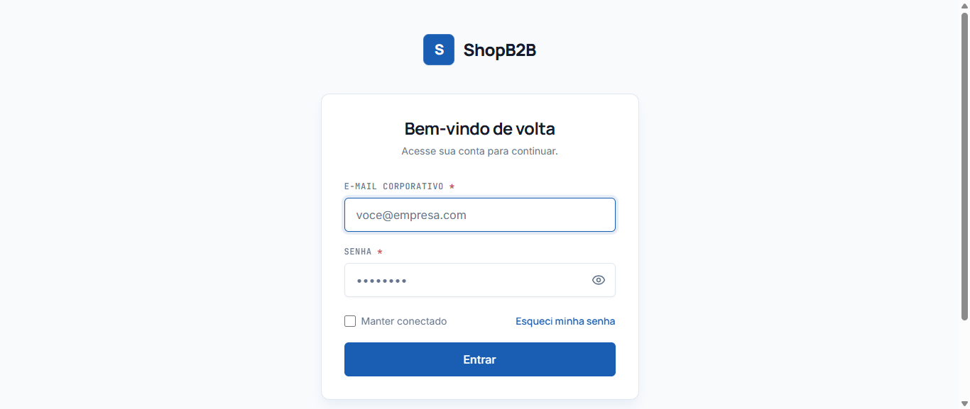 Tela de login do cliente